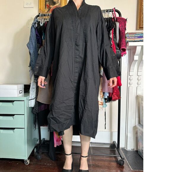 Zara Oversized Black Button-up Midi Dress Size S - Picture 1 of 4